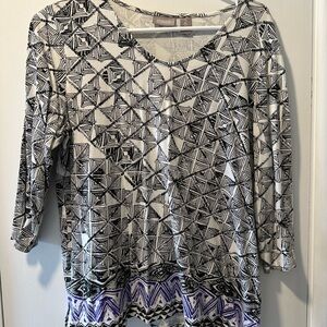 Chico's Black and White Geometric Blouse
